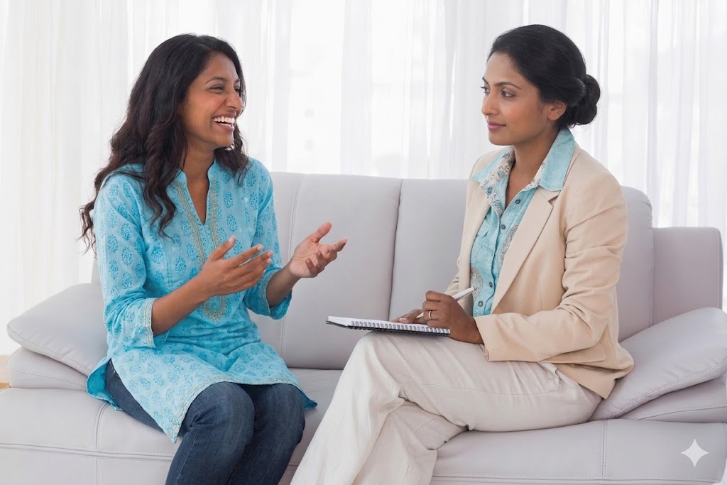 A patient discusses treatment options with a compassionate female Sleep Disorder Psychiatrist in Sugar Land.